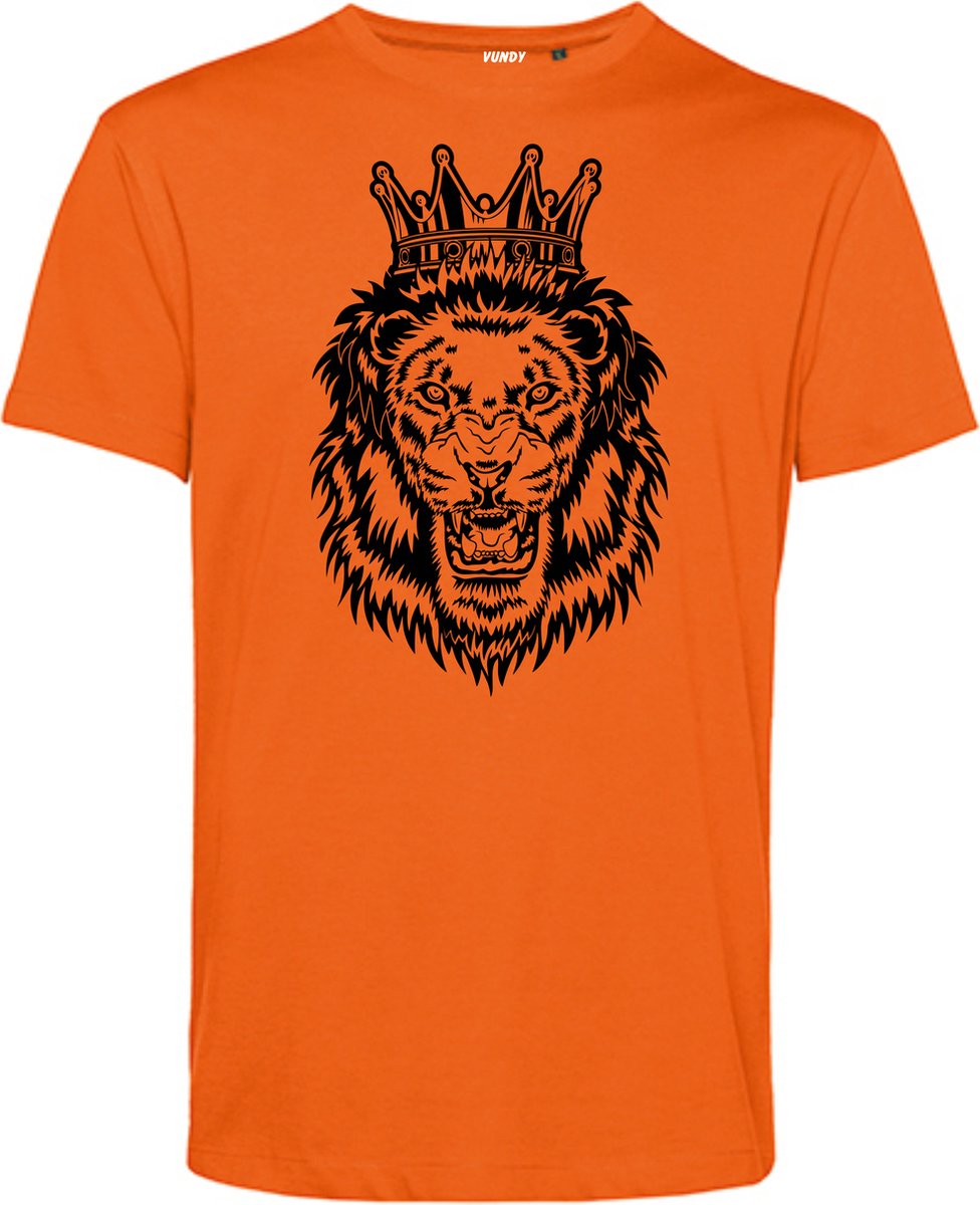 T-shirt Leeuw Met Kroon Zwart | Koningsdag kleding | oranje shirt | Oranje | maat S
